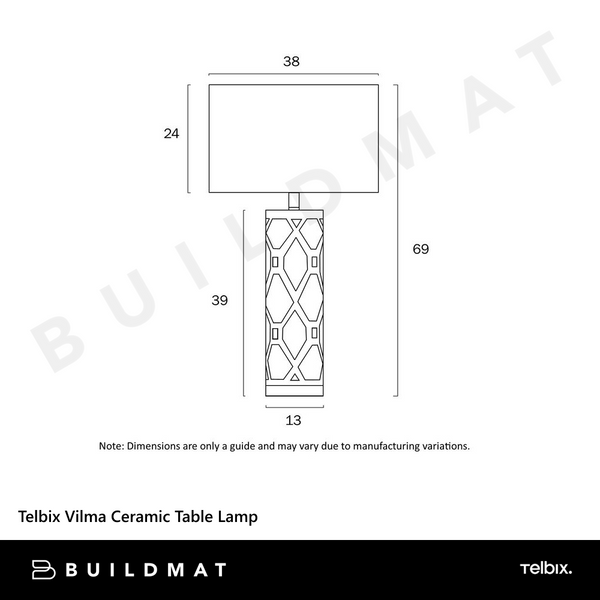 Telbix Vilma Ceramic Table Lamp Black