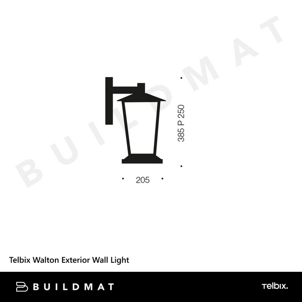 Telbix Walton Exterior Wall Light Black