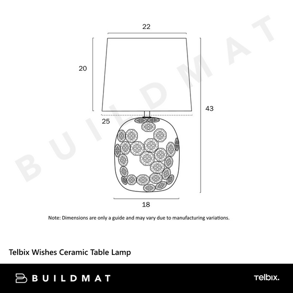 Telbix Wishes Ceramic Table Lamp Blue