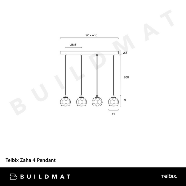 Telbix Zaha 4 Pendant Antique Gold