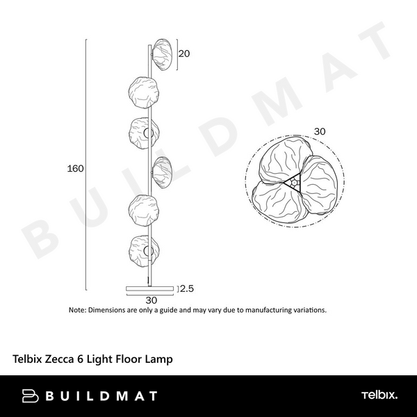 Telbix Zecca 6 Light Floor Lamp Black