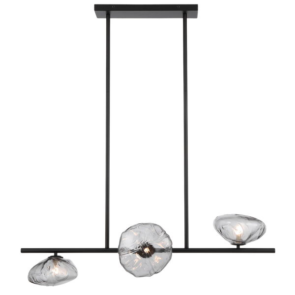 Telbix Zecca 3 Light Horizontal Pendant Black Smoke