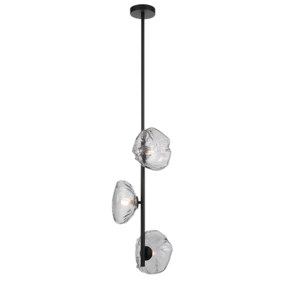 Telbix Zecca 3 Light Vertical Pendant Black Smoke