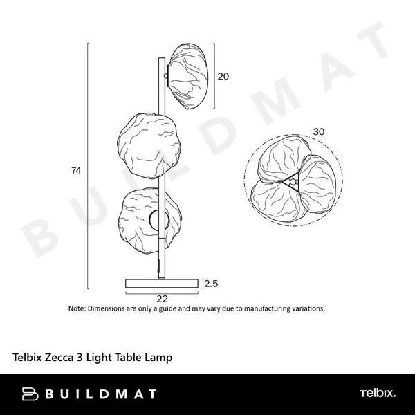 Telbix Zecca 3 Light Table Lamp Antique Gold