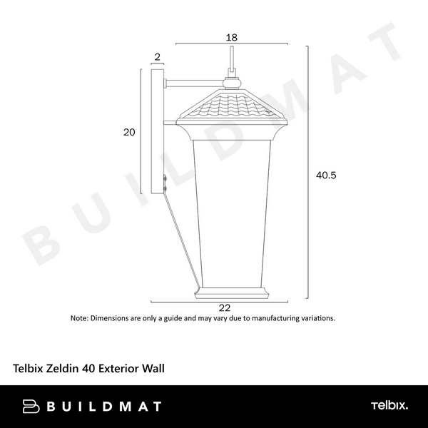 Telbix Zeldin 40 Exterior Wall Bracket Brass