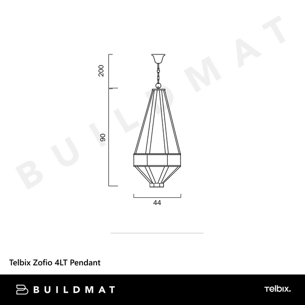 Telbix Zofio 4LT Pendant Bronze Clear