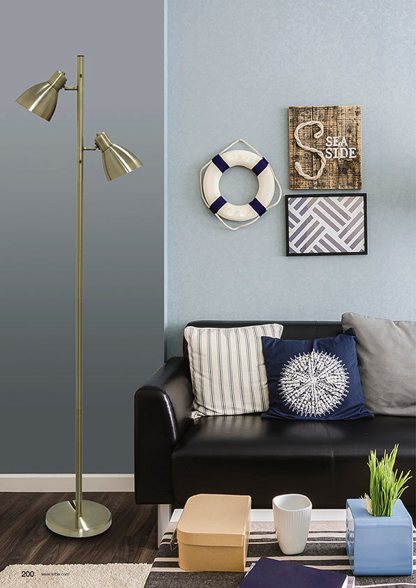 Telbix Torres 2 Floor Lamp Antique Brass