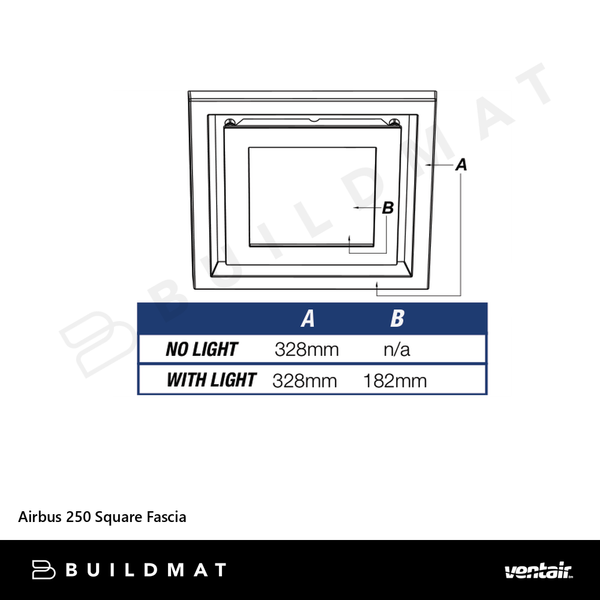 Ventair Airbus 250 Square Fascia White