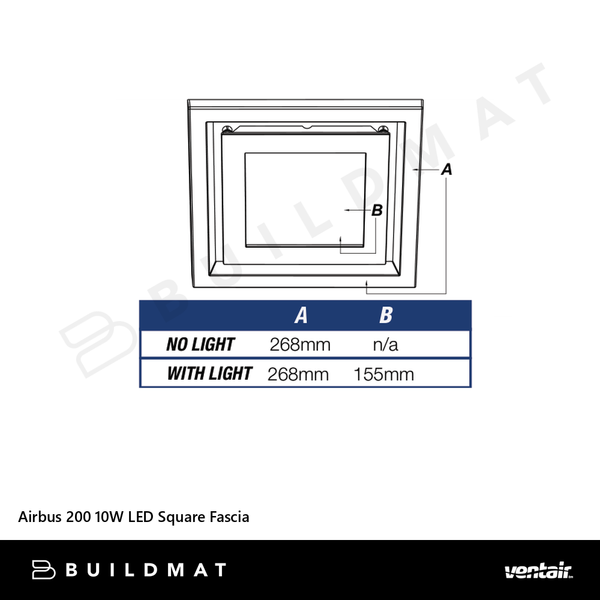 Ventair Airbus 200 10W LED Square Fascia White