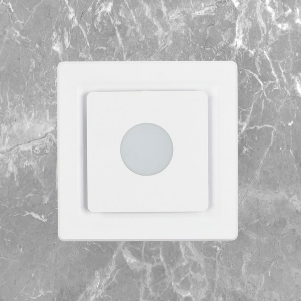Ventair Ovation Square Fascia Header Box AC Exhaust Fan with 150mm Side Duct and LED Panel White