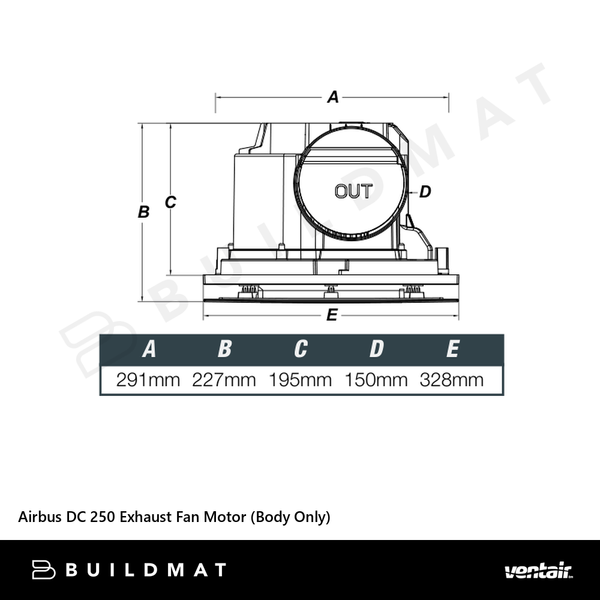 Ventair Airbus DC 250 Exhaust Fan Motor (Body Only)