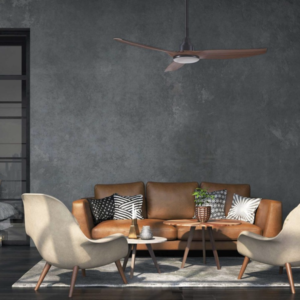 Ventair Skyfan 3 Blade DC Ceiling Fan with LED (52"/1300mm) Teak