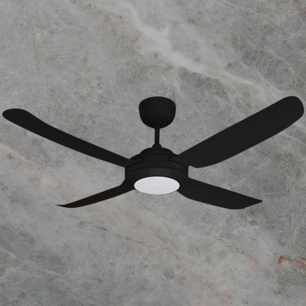 Ventair Spinika II 4 Blade Ceiling Fan with LED Light (52"/1300mm) Matte Black