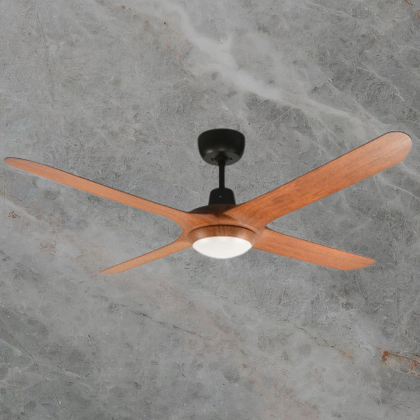 Ventair Spyda 4 Blade AC Ceiling Fan with LED Light (50"/1250mm) Teak