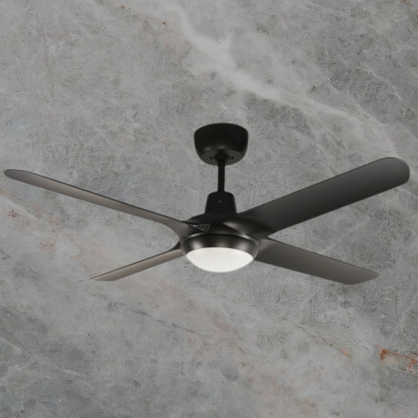 Ventair Spyda 4 Blade AC Ceiling Fan with LED Light (56"/1400mm) Matte Black