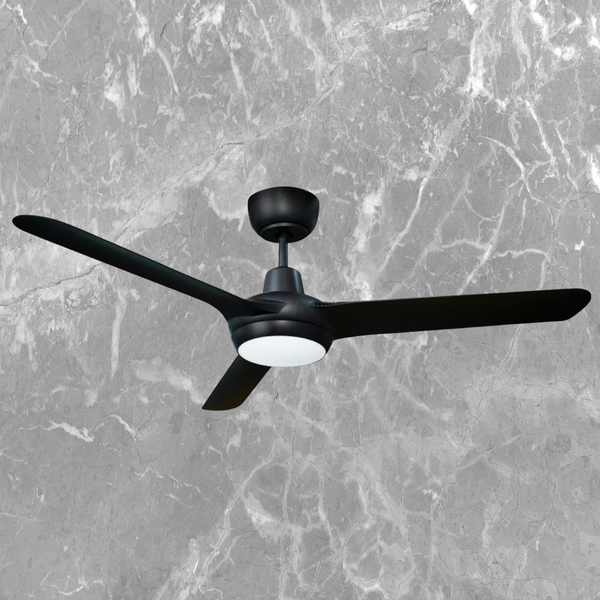 Ventair Spyda Energy Saving DC 3 Blade Ceiling Fan with LED Light (50"/1250mm) Black