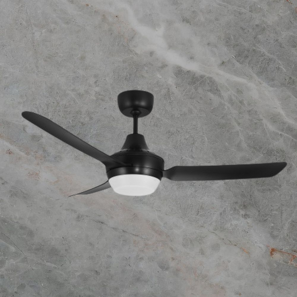 Ventair Stanza 3 Blade Ceiling Fan with Attachable Lamp (48"/1220mm) Black