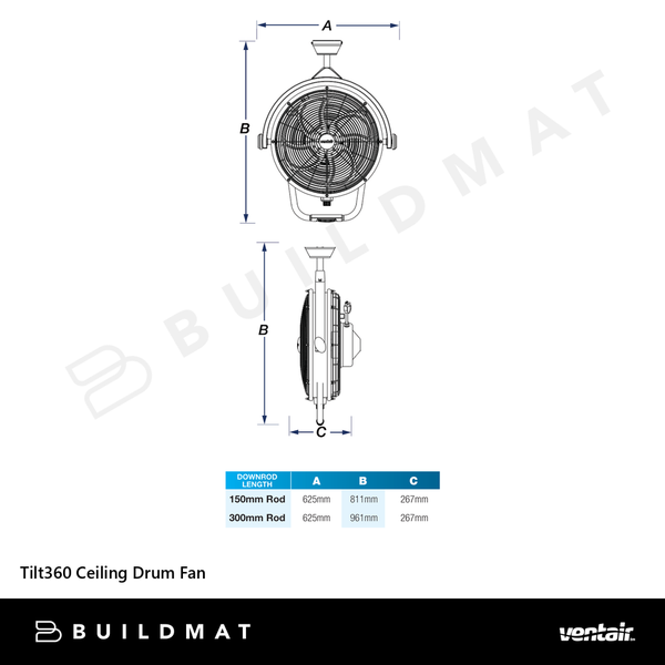 Ventair Tilt360 42cm Ceiling Drum Fan