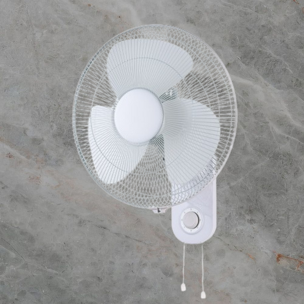 Ventair Zephyr II Pull Cord 3 Speed Oscillating Wall Mounted Fan White