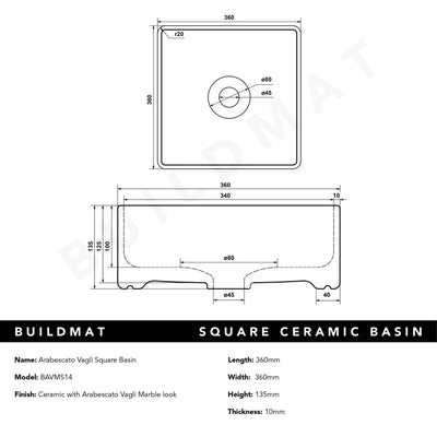 Arabescato Vagli Square Basin