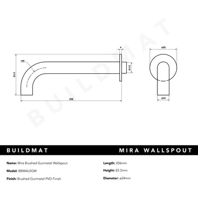 Mira Brushed Gunmetal Wall Spout