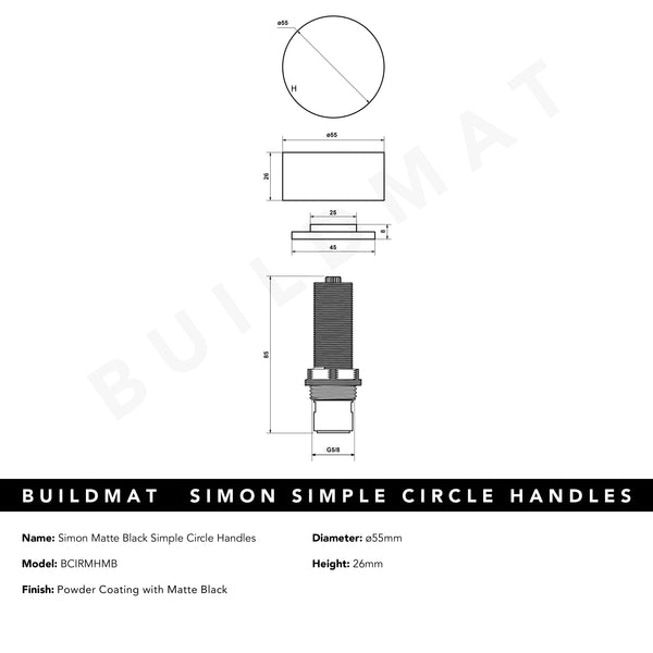 Alma Simon Matte Black Simple Circle Handles