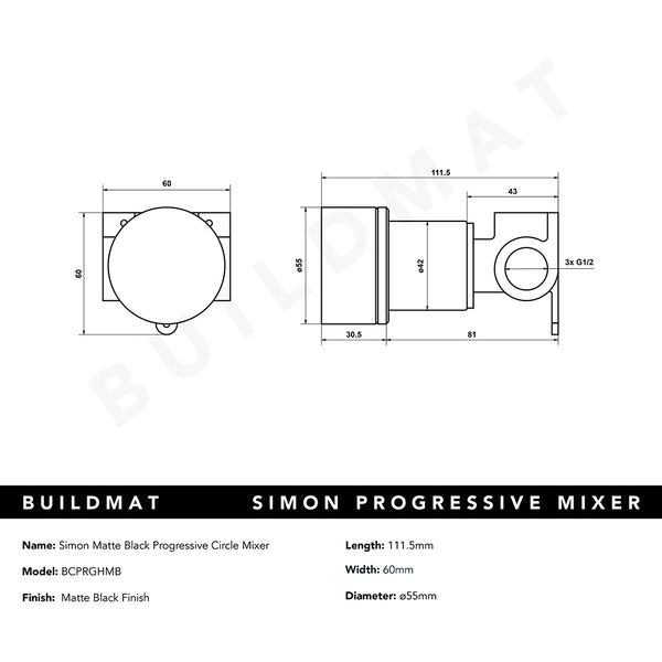Alma Simon Matte Black Progressive Circle Mixer