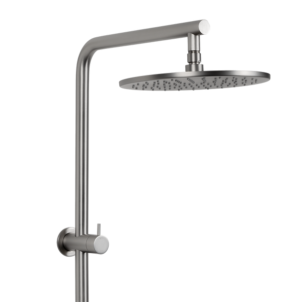 Alma Mira Brushed Nickel Shower Rail Twin Set