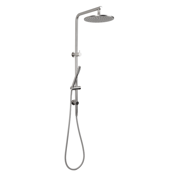 Alma Mira Brushed Nickel Shower Rail Twin Set