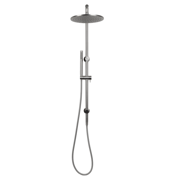 Alma Mira Brushed Nickel Shower Rail Twin Set