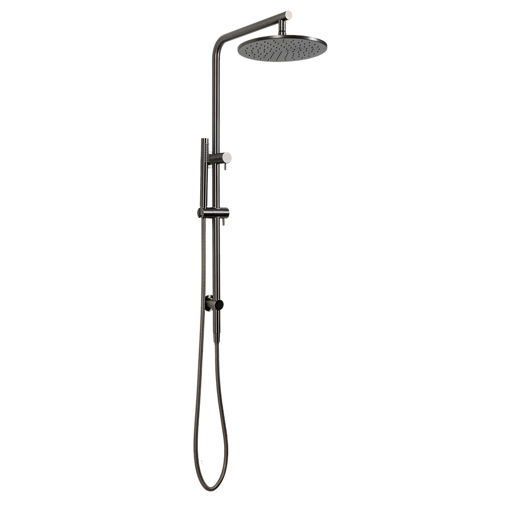 Crafted with a modern and sophisticated design, the Mira Shower Rail Set is sure to complement any bathroom effortlessly. Its streamlined construction adds a touch of finesse and refinement to your space. The Mira Shower Rail Twin Set includes a sleek shower rail and a hand shower with hose, with a divertor (top handle