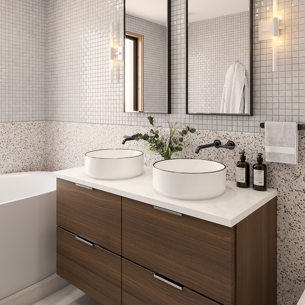 Alma Celeste Gloss White with Black Rim Circle Basin