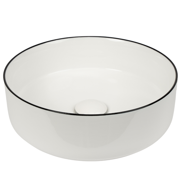 Alma Celeste Gloss White with Black Rim Circle Basin