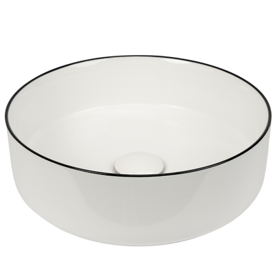 Celeste Gloss White with Black Rim Circle Basin by Buildmat