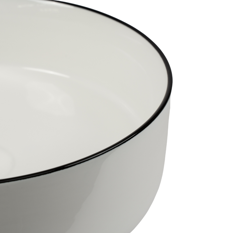 Celeste Gloss White with Black Rim Circle Basin