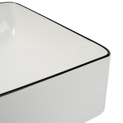 Celeste Gloss White with Black Rim Square Basin