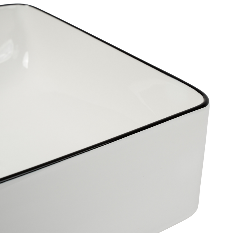 Celeste Gloss White with Black Rim Square Basin