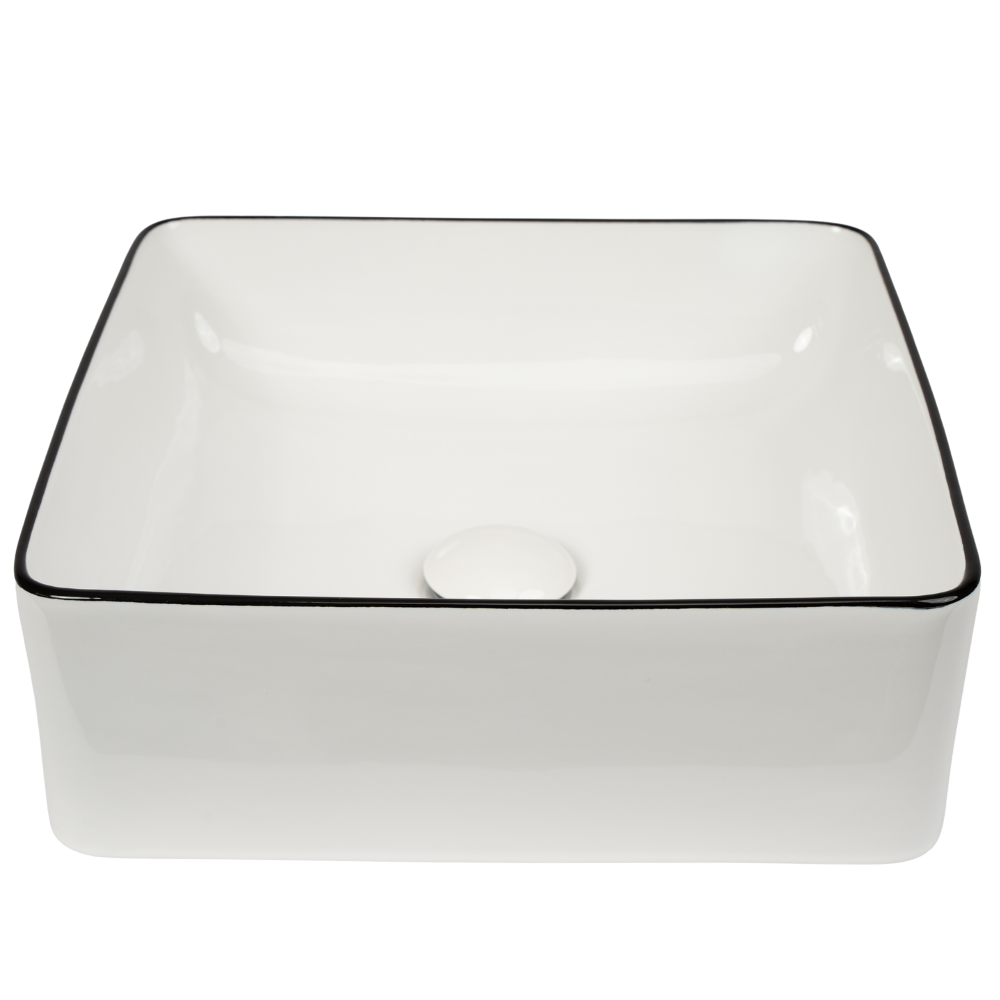 Celeste Gloss White with Black Rim Square Basin