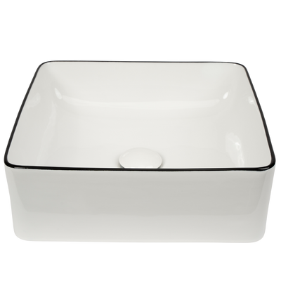 Celeste Gloss White with Black Rim Square Basin