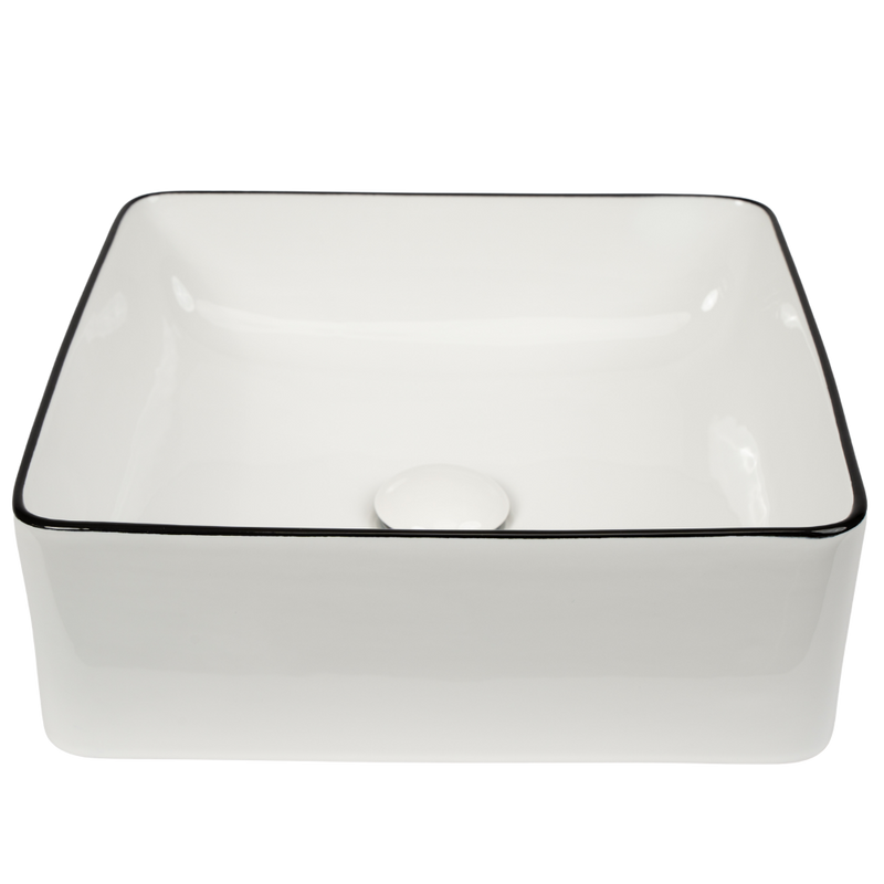 Celeste Gloss White with Black Rim Square Basin