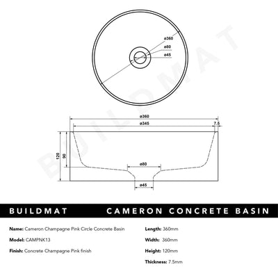 Cameron Champagne Pink Circle Concrete Basin