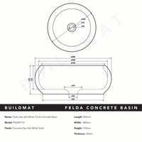 Buildmat Concrete Basin Sea Salt Matte White Felda Sea Salt White Fluted Concrete Basin
