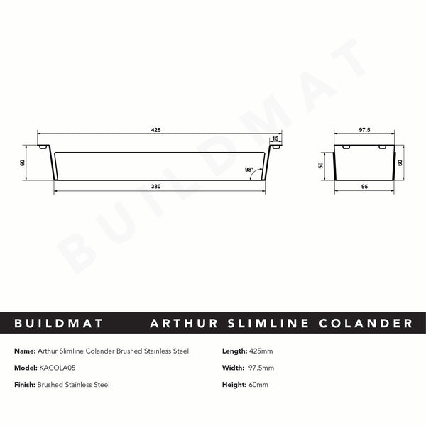 Arthur Slimline Colander Brushed Stainless Steel