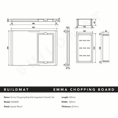 Emma Chopping Board & Integrated Colander Set