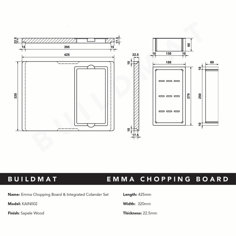 Emma Chopping Board & Integrated Colander Set