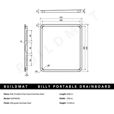 Billy Portable Drain board Stainless Steel