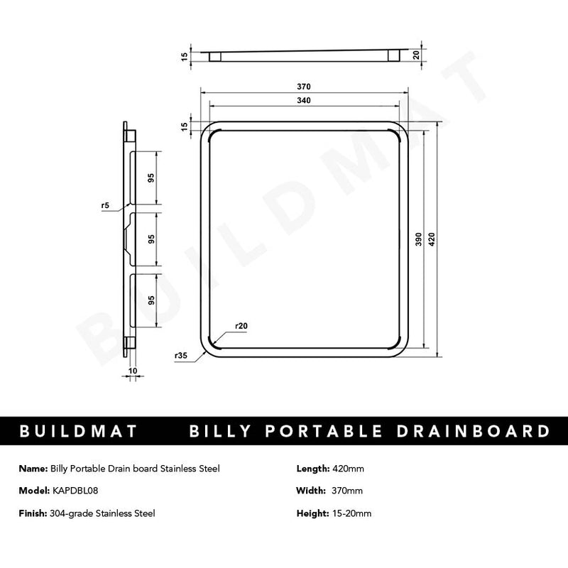 Billy Portable Drain board Stainless Steel