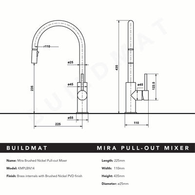 Mira Brushed Nickel Pull Out Mixer