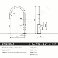 Mira Brushed Brass Gold Pull Out Mixer
