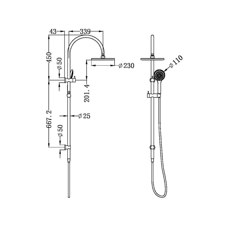 Mecca Twin Shower with Air Shower Brushed Nickel